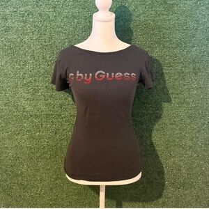 Guess Women's Black Tee with Red Accents
